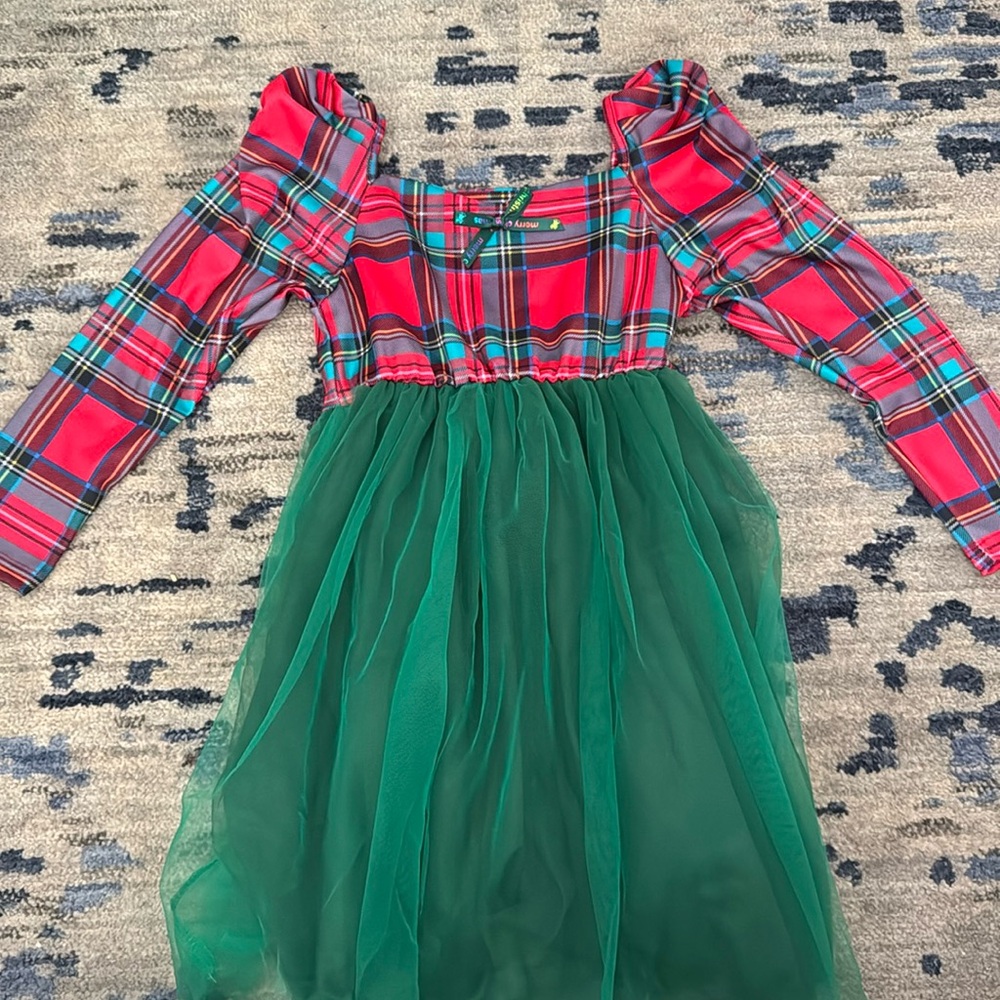 SHEIN Christmas Plaid Girls Dress